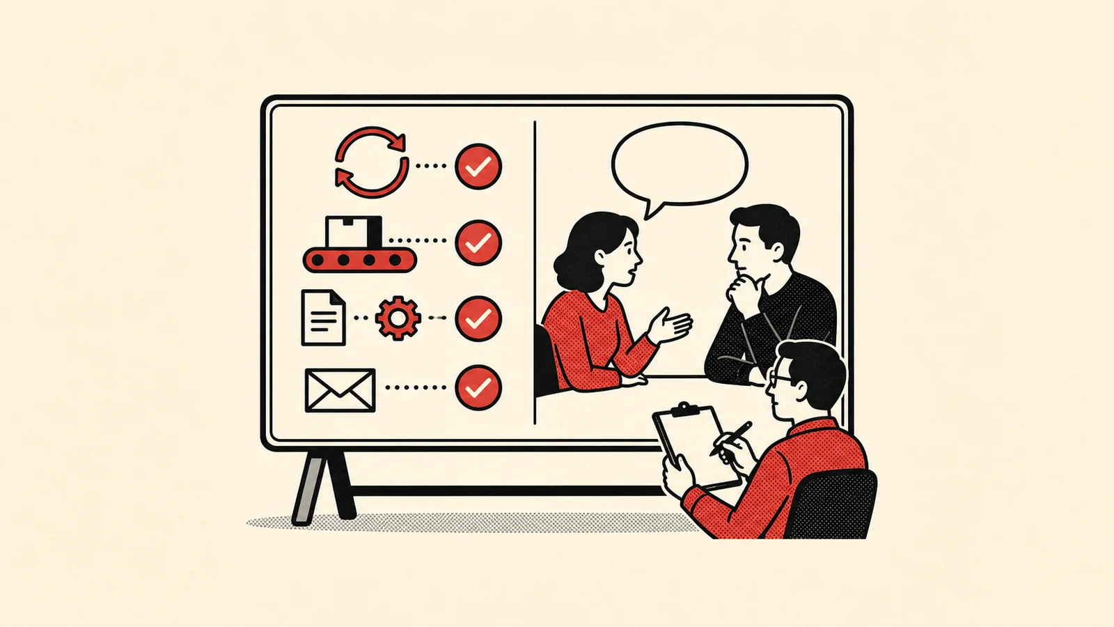 Ilustración de tareas de marketing que se activan después de una acción concreta del usuario.