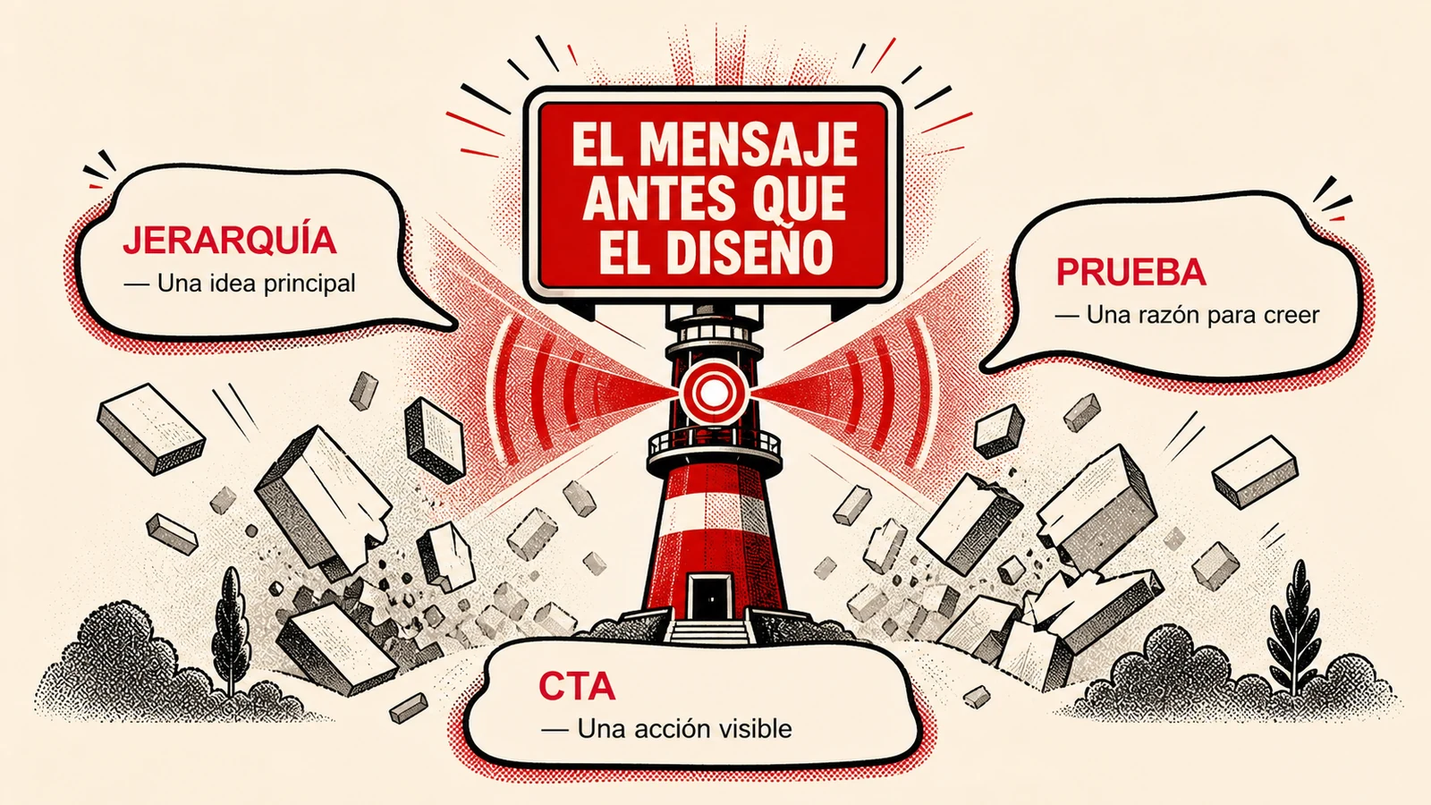 Cómo priorizar el mensaje antes del diseño de una landing page.