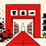 Una tienda ordenada contrasta con un catálogo de cajas desorganizado.